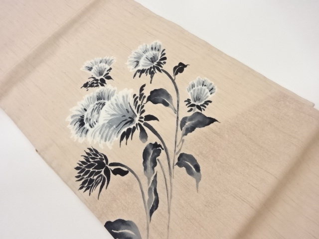 JAPANESE NAGOYA OBI / TSUMUGI / FLORAL PLANTS